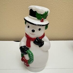 Snowman Blow Mold 11" Table Top Light Up Battery Operated Works